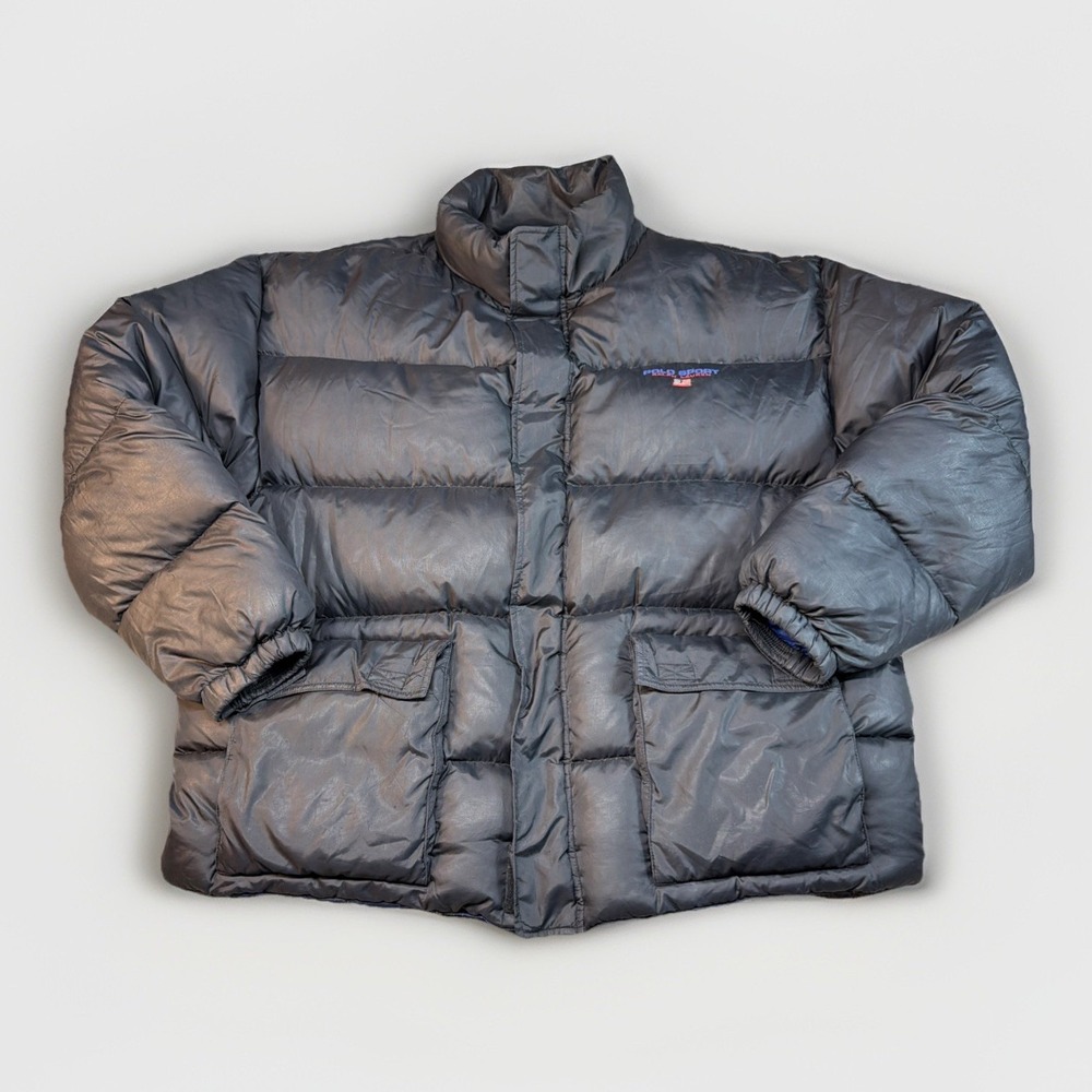 Polo Sport Ralph Lauren Men's XXL BlackPuffer Jacket Down Fill Oversized Y2K Vtg